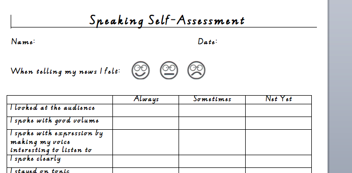 how to write a self assessment for english class
